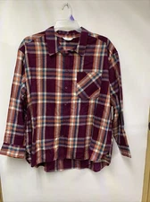 NWT  Time And Tru Brand Multi-color Plaid Top Long-Sleeve Size XXL New