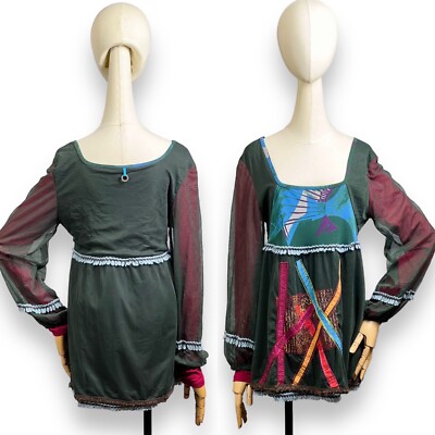SAVE THE QUEEN Mesh Top Size L Womens Multicolor Abstract