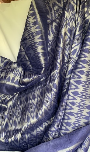 Fabric Material Blue & Metallic Silver Geometric Print 168” Long By 42” Wide - Picture 7 of 11