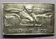 VINTAGE BENGAL TIGER BELT BUCKLE NEEDS REPAIR CINCINNATI OHIO ZOO