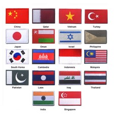 Embroidered Countries National Flag Hook Loop Patch Back Fastener Emblem Badge