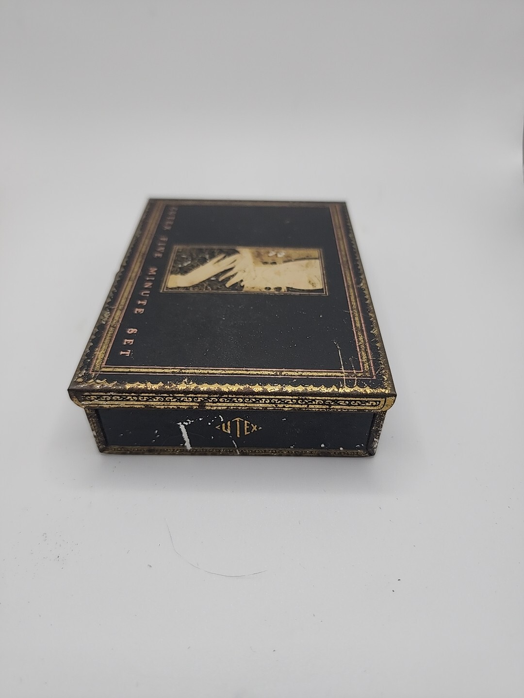 Vintage Art Deco Metal Cutex Five Minute Set Advertising Tin Litho Box Manicure