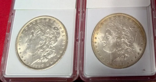 Lot of 2 Gem BU Morgan Silver Dollars 1887P-1888P 241246