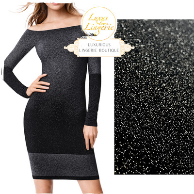 Cleo Dress By Wolford M Medium Silver Black Long Sleeve With Shine Threads