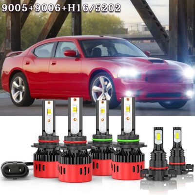 6x For 2010 Dodge Charger LED Headlights High/Low Beam Fog Lights 9005 9006  5202 | eBay