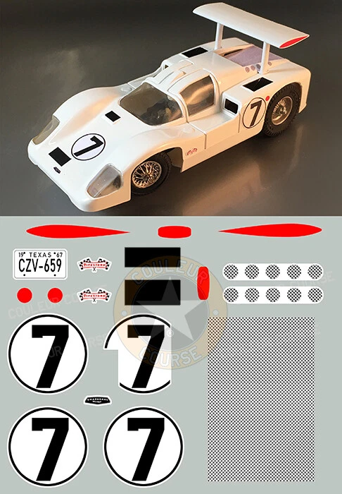 STICKERS POUR CHAPARRAL 2E #7 ECH 1/40 ou 1/32 (NO DECAL IDEAL SLOT) DCS025