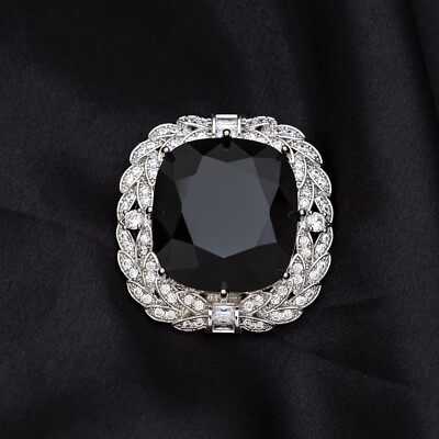 Schwarze Orlow Replik Brosche, Romanov Mystical, 5A CZ & Created Black Crystal