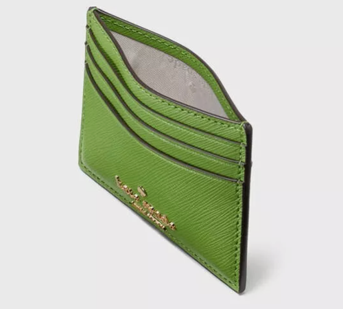 Kate Spade Madison Small Slim Card Holder Turtle Green Leather Wallet KC582 - Picture 4 of 9