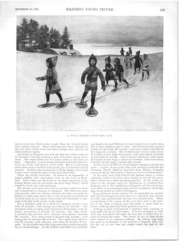 A YOUNG PEOPLE SNOW-SHOE CLUB.VTG 1891 HARPER'S ENGRAVING ON 11" x 8" PAGE