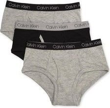 Calvin Klein Boys 3 Pair Pack Cotton Stretch Briefs Size L 12-14