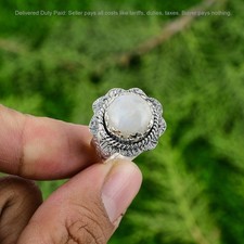 Valentines Deal Rainbow Moonstone Stone 925 Sterling Silver Engagement New Ring