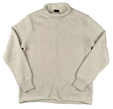 J Crew Sweater Orasman Roll Neck Ribbed Knit Mens M Beige Heavy Wool Fisherman