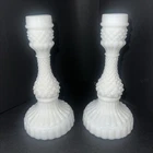 Vintage White Hobnail Milk Glass Candle Holder, 6 3/4 x 33/8 Set Of 2 TGL1