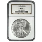 1996 American Silver Eagle Coin - NGC MS69 NA76