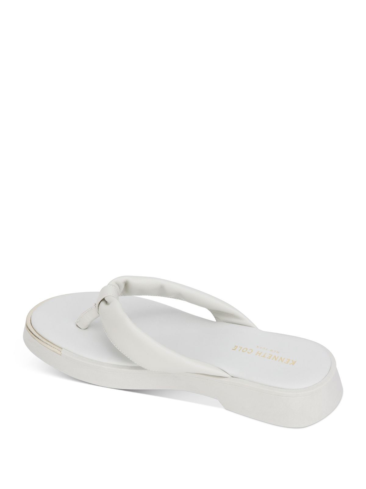 KENNETH COLE Womens White Flatform Gold-Toe Athens Slip On Thong Sandals 6.5 M
