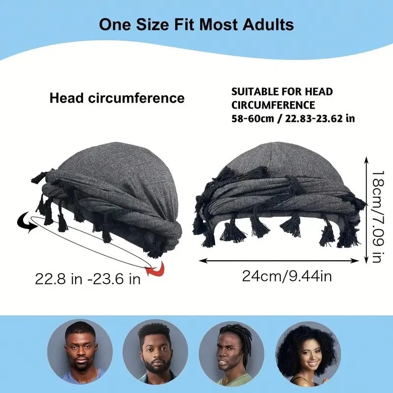 4pcs Modal Funky Retro Tassel Headbands& Pirate Hats for Men with Stretch Fabric - Imagem 2 de 4