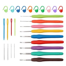 9PCS Ergonomic Crochet Hooks Set by – Aluminum Crochet Hook Set with Soft