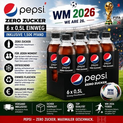 Pepsi Zero Sugar Cola 6x500ml zuckerfrei Cola 6er Pack PET Flaschen