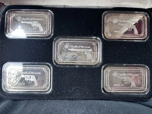Smith & Wesson Series I Silver Bullion Bar Set Models 17 41 19 29 36 5 oz ounce