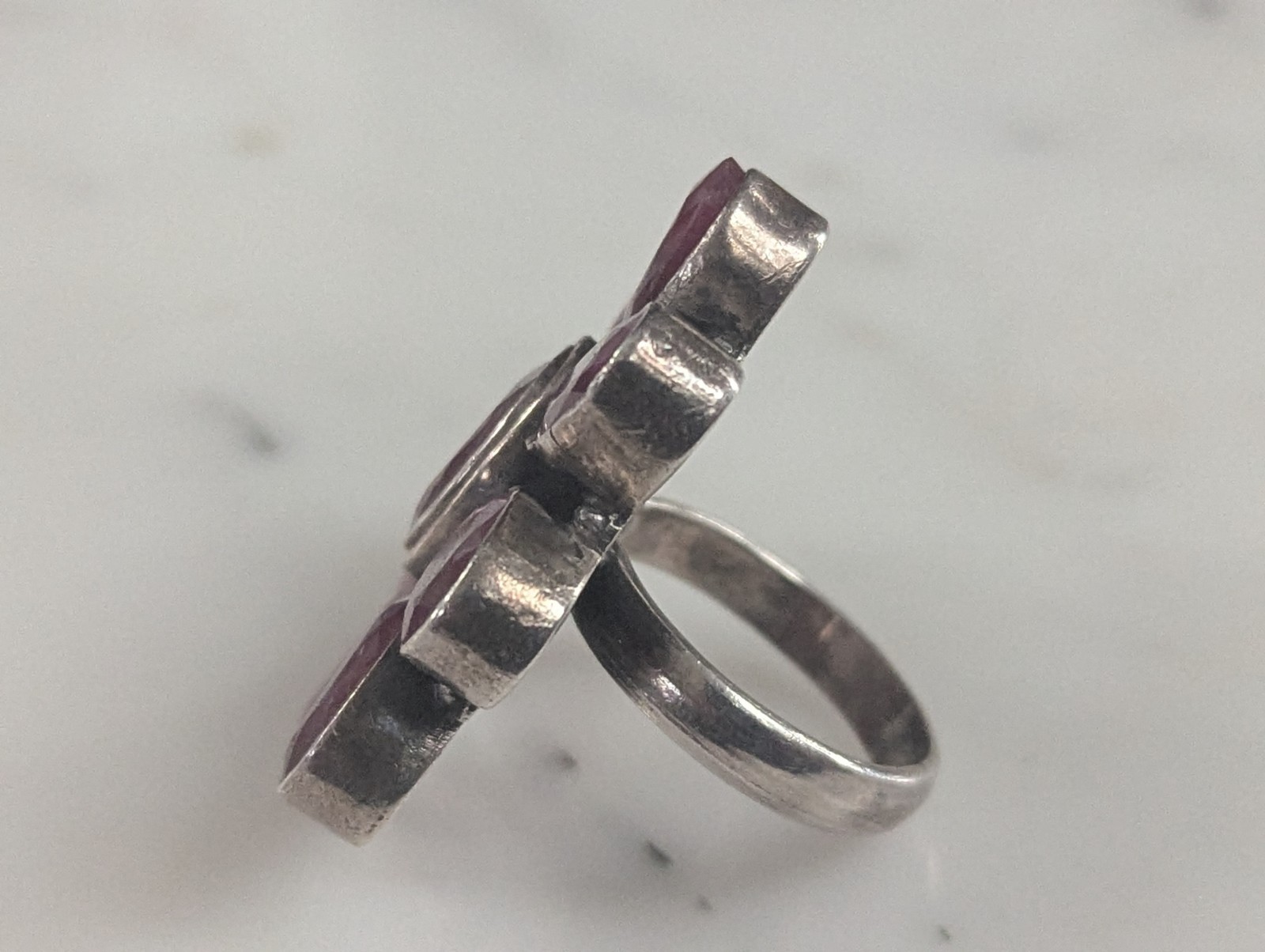 925 Sterling Silver Ruby Quartz Ring Size 10 - image 6