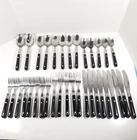 Washington Forge MARDI GRAS 35 pc Flatware Set BLACK Handle Stainless Steel Lot