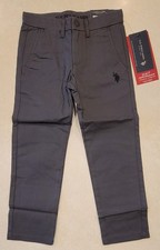 NWT U.S. Polo Assn. Boys Play-Formance Stretch Trouser Pant Dark Gray Size 5