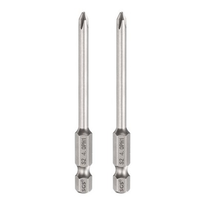 2pcs PH1 Phillips Screwdriver Bit 1/4'' Hex Shank 3'' Long 0.16'' Rod Magnetic