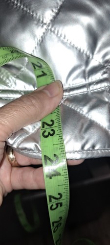 Talbots Metallic Silver Puffer Vest Duck Down Filled Pockets Full & Zip Snap S - Picture 12 of 12