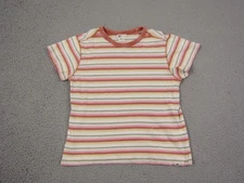 Billabong Shirt Womens Small Red Yellow Striped Better Than Basic Cropped
