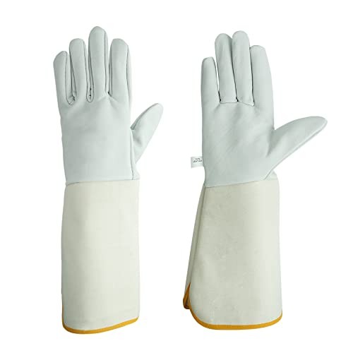 Leather Long Garden Gloves, Thorn Proof Rose Pruning Elbow Length Gardening