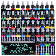 OPHIR Airbrush Paint, 50 Bottles of Model Air Brush Paint Set, Water-Based Op...