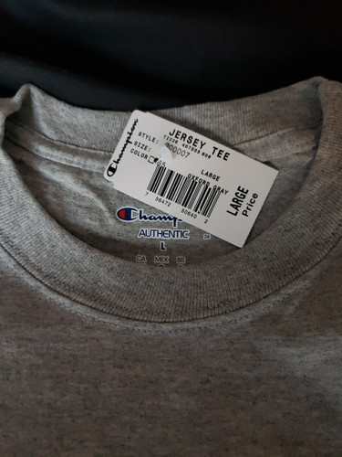 T-shirt maglietta nera Champion Authentic Wear grigia grande nuova con etichette uomo - Foto 2 di 5