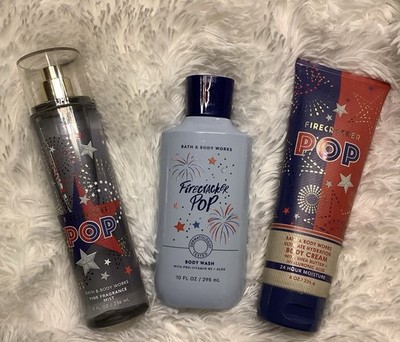 Bath & Body Works FIRECRACKER POP CREAM, BODY WASH, MIST Valued @ $51.00