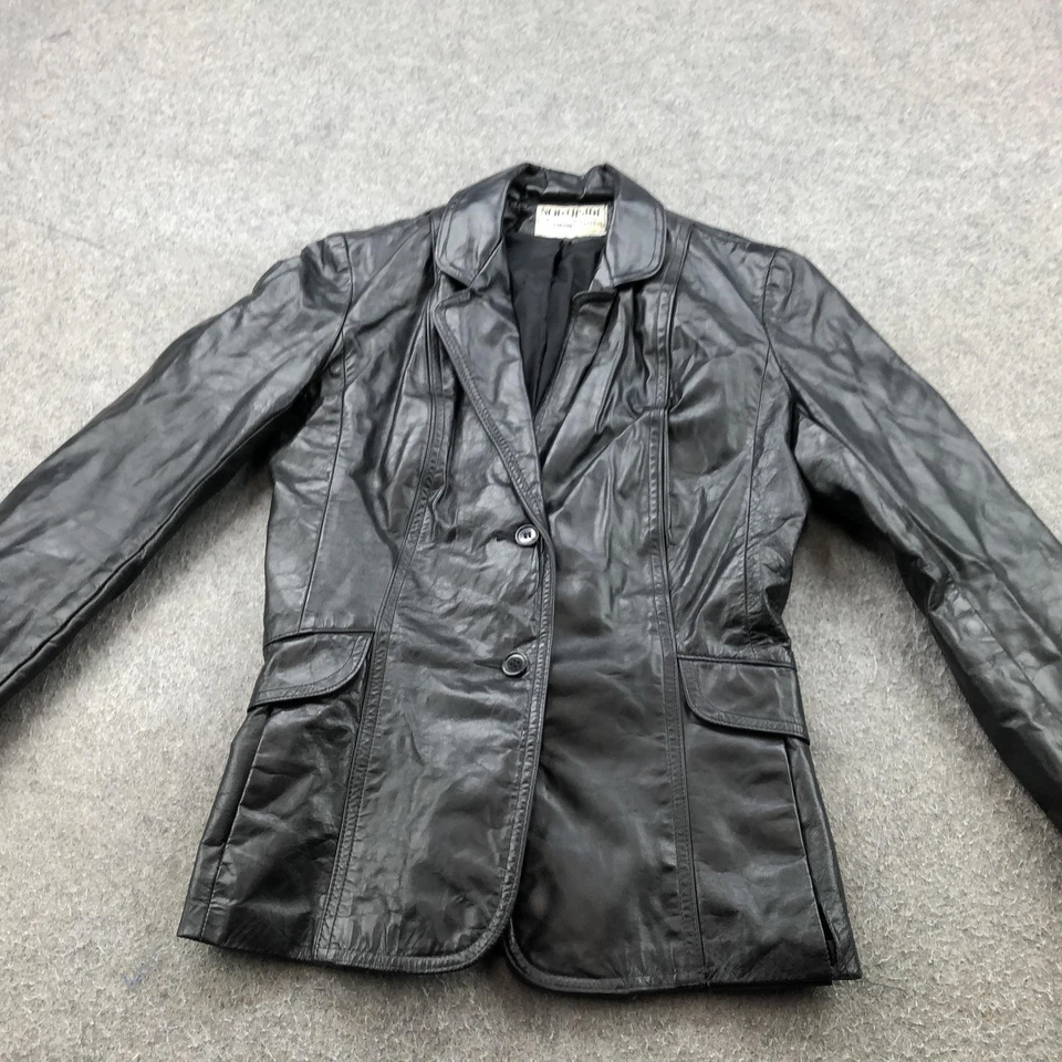 Chaqueta de cuero Northside Fashions para mujer pequeña 2 botones muesca solapa hecha en EE. UU. Foto 2 de 4
