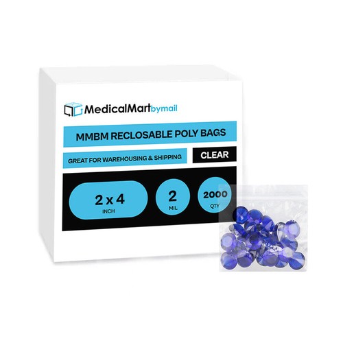 2000 2" x 4" Clear Reclosable Zip Seal Bags Plastic 2 Mil Lock Jewelry Zipper - Picture 2 of 6
