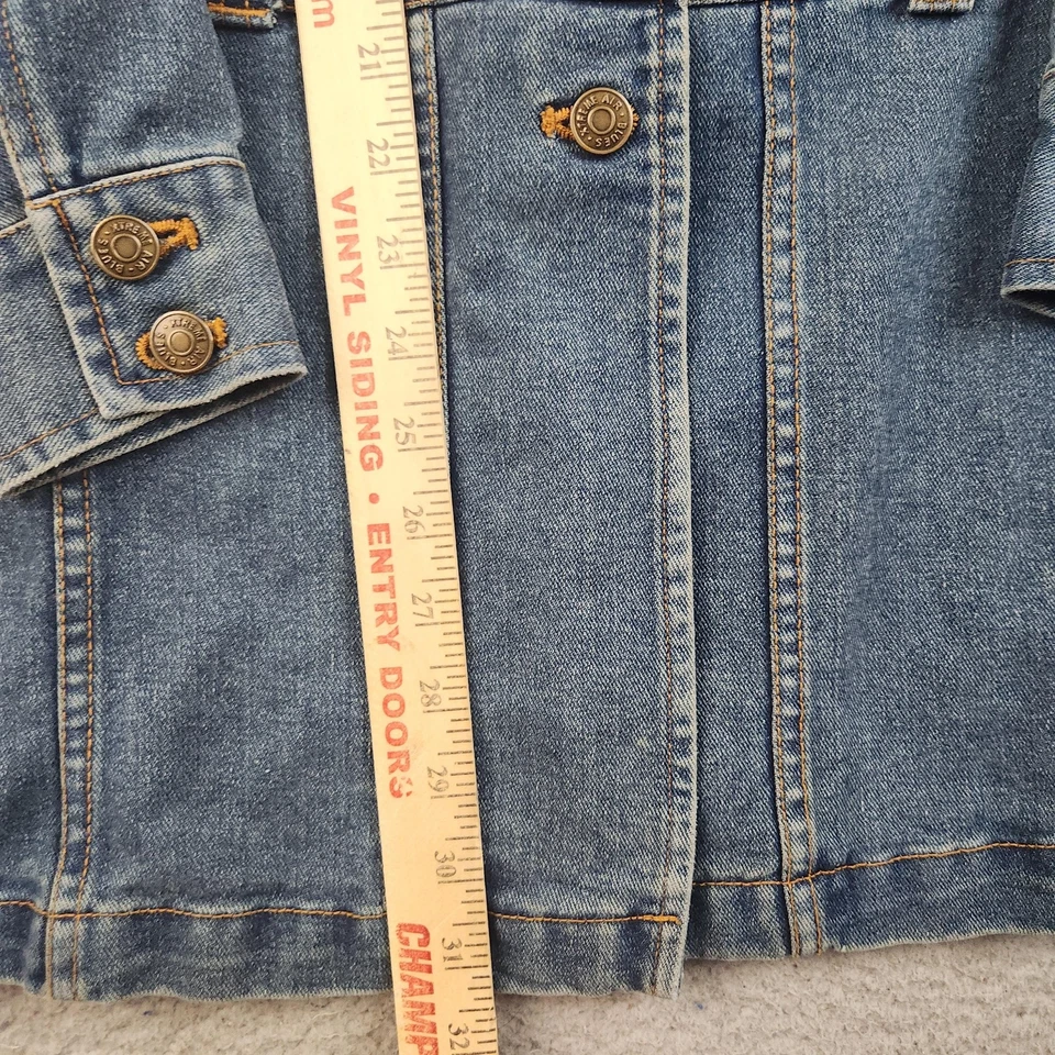 Chaqueta Denim Express Clásica Mujer Pequeña Azul Longline Camionero Abotonada Retro Foto 4 de 4