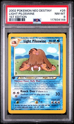 Psa 8 Nm Light Piloswine 1st Edition 2675 Pokémon Neo Destiny Rare 