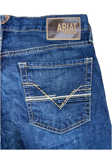 Ariat M8 Modern Slim Leg Whiskered Dark Wash Men’s 31/34 Jeans Light Stretch - Picture 5 of 9