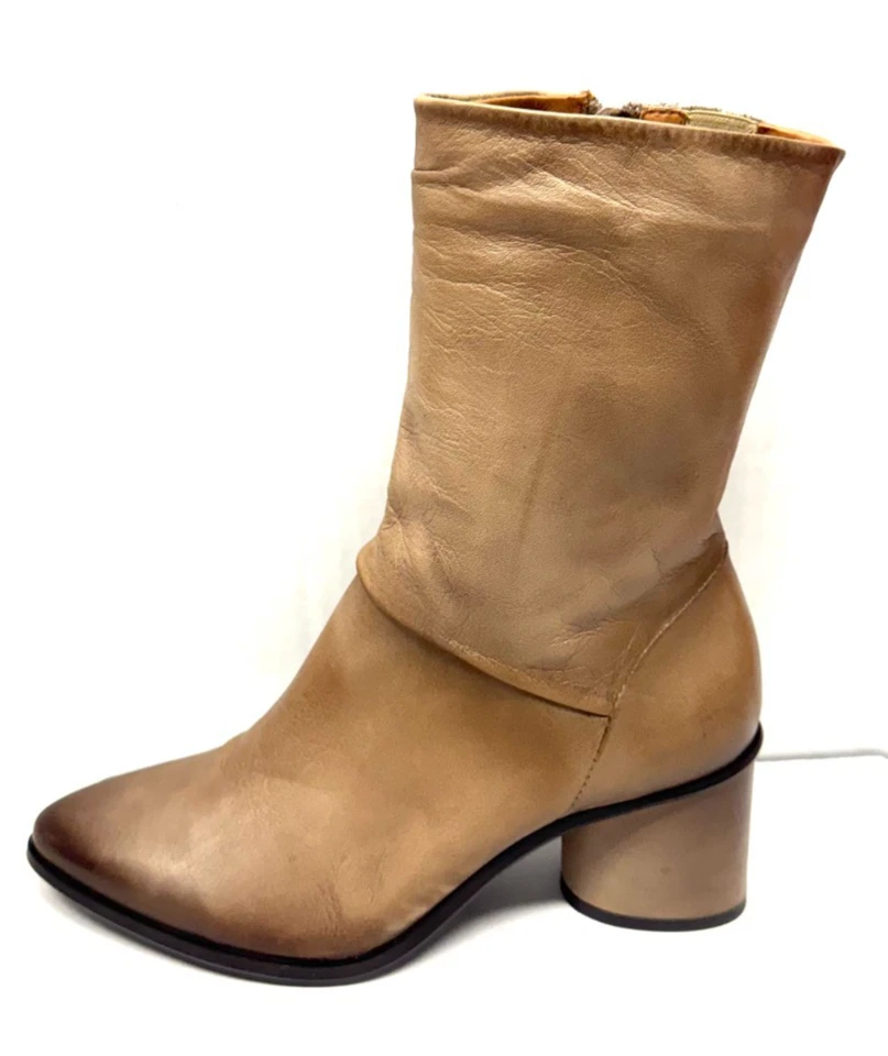 BOTAS DE CUERO SUAVE MIZ MOOZ CREMALLERA LATERAL GORE BEIGE 37EU / 7US NUEVAS # Z-119 Foto 3 de 4