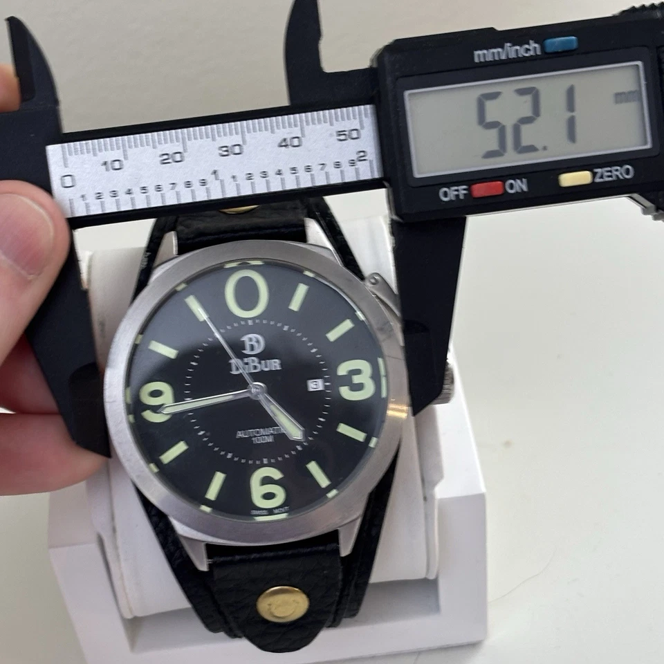 ENORME Relógio de Pulso Masculino DiBur Automático Suíço Colorido Estilo Militar 52mm - Funciona - Imagem 2 de 4