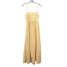 Unbranded Women’s Maxi Sundress Sleeveless Cut Out Back Yellow/Pink Stripe Small