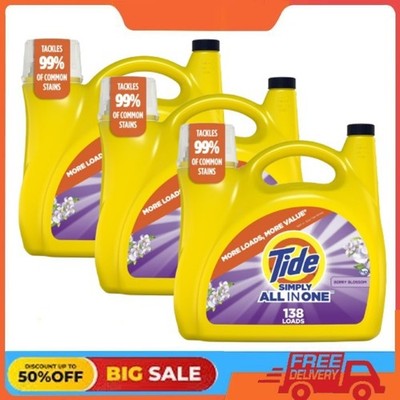3 Pack Tide Simply All-in-One Liquid Laundry Detergent, Berry Blossom, 182 fl oz