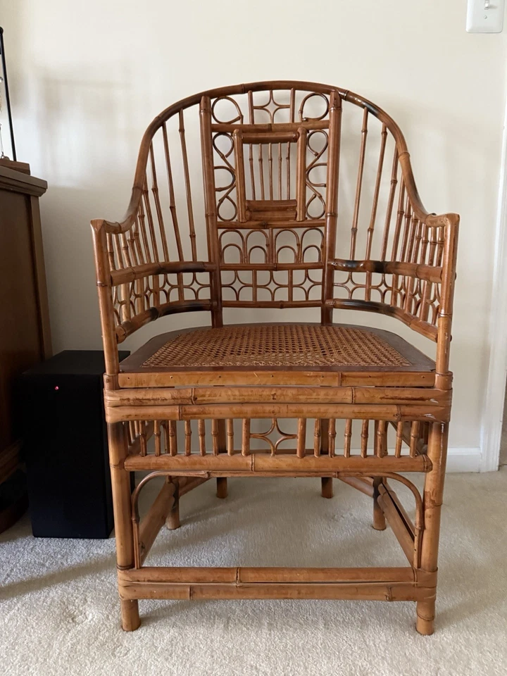 Silla pabellón Brighton tejida a mano de bambú vintage Foto 2 de 4