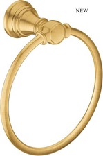 Moen Weymouth Brushed Gold Bathroom Hand -Towel Ring, NEW