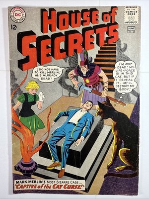 1963 THE HOUSE OF SECRETS #60 MID GRADE DC COMICS CAPTIVE CAT MARK MERLIN