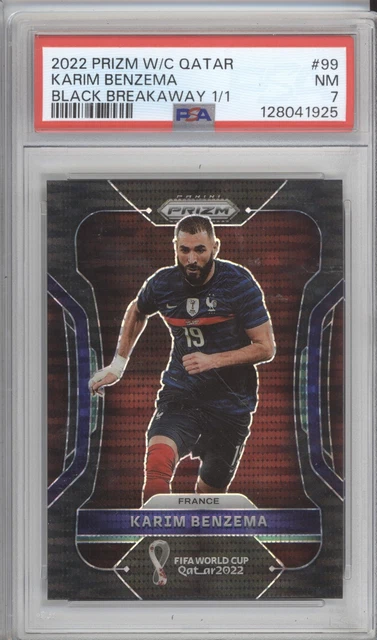 2022 Panini Prizm FIFA World Cup #99 Karim Benzema Black Breakaway PSA 7 #/1