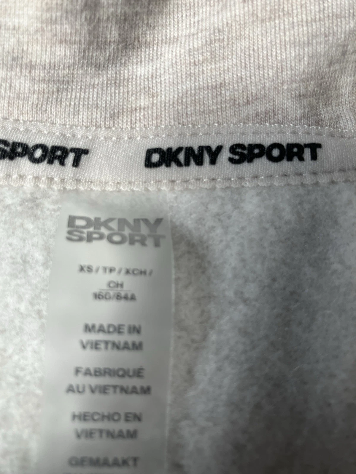 OFF WHITE DKNY Sport Felpa Donna Cropped Zip Up XS Felpa con Cappuccio Crema
