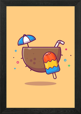 Coconut Drink With Fruit Framed Wall Art Poster Canvas Print Picture
