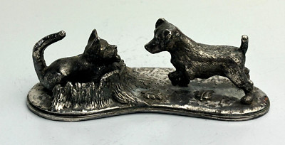 Alden Arts Metallguss Kätzchen & Welpe (Katze & Hund) Vintage Ornament Schmuckstück