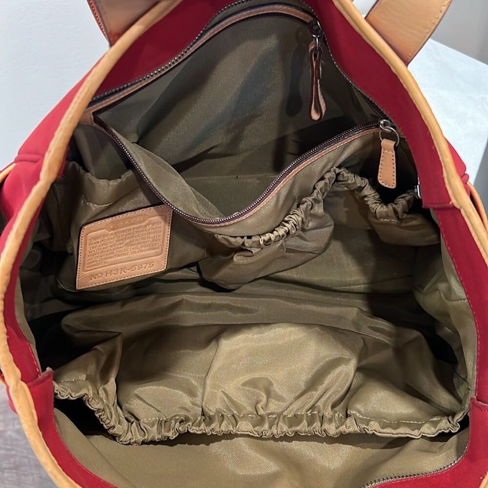 Coach Red and Tan Totes  Diaper Bag with Gold Hardware image 6